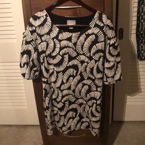 NWOT Anthropologie Maeve Puff Sleeve Tribal Textured Mini dress black and white